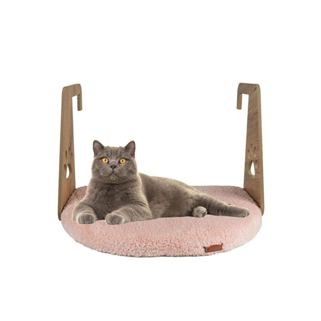 Кревет за мачки „Paws & Whiskers" со рамка за радијатор, 52 × 35 см, крем