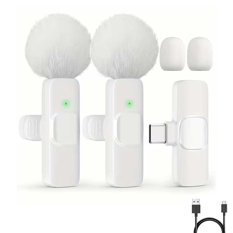 Безжичен микрофон - Lavalier x 2- Type C - Бел