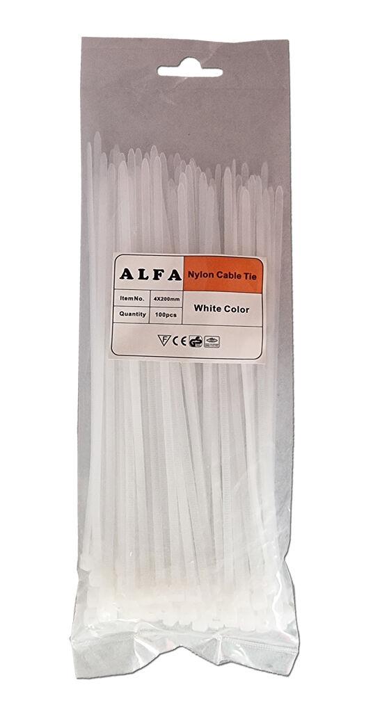 Alfa Electric Пластична врзвалка 4×200mm бела ALFA