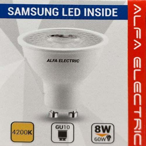 Alfa Electric ЛЕД сијалица GU10 MR16 8W 4200K со леќа 60° Samsung