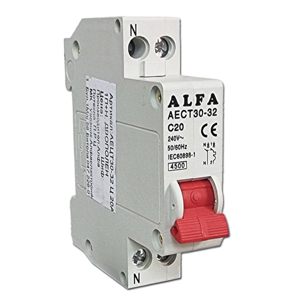 Alfa Electric Двополен автоматски осигурач 1P+N 20A C AECT30-32