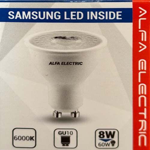 Alfa Electric ЛЕД сијалица GU10 MR16 8W 6000K со леќа 60° Samsung