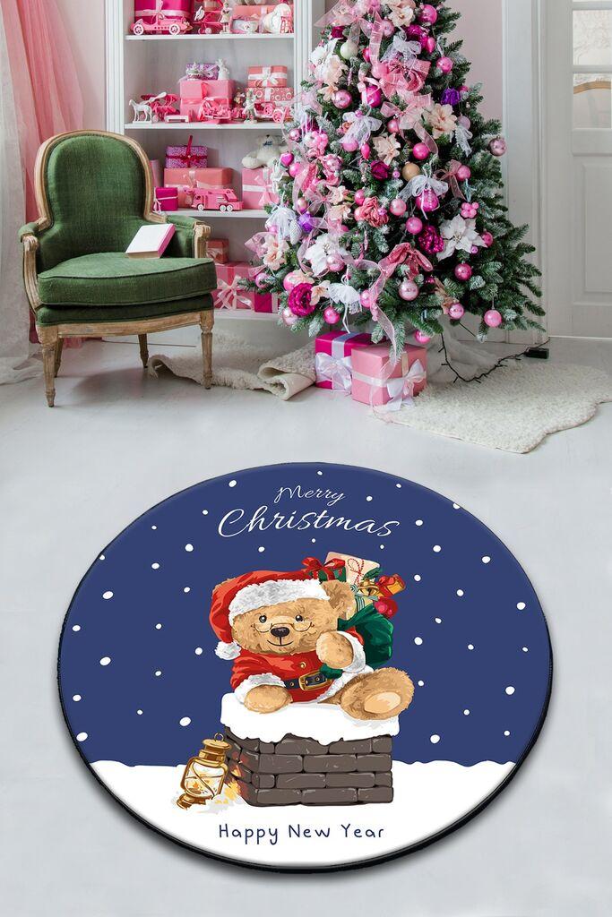 Тепих Conceptum Hypnose Среќна Нова Година, 100 x 100 см, темно син