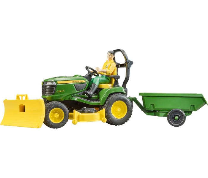 Играчка фигура на работник со трактор и приколка Брудер, зелена