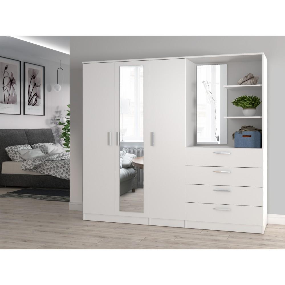 МЕБЕЛ ВИ Трокрилен ормар панама бел