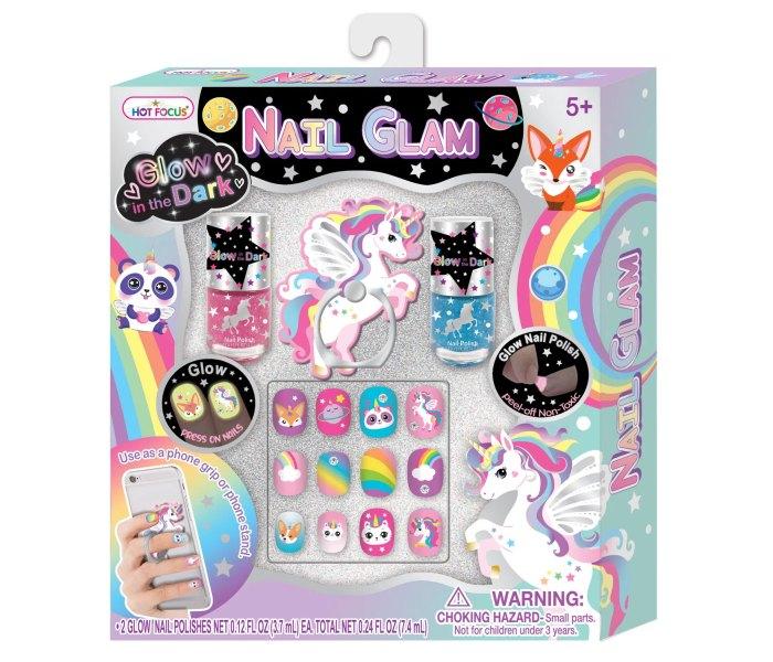 Hot Focus Glow in the Dark Nail Art Сет со Држач за Телефон