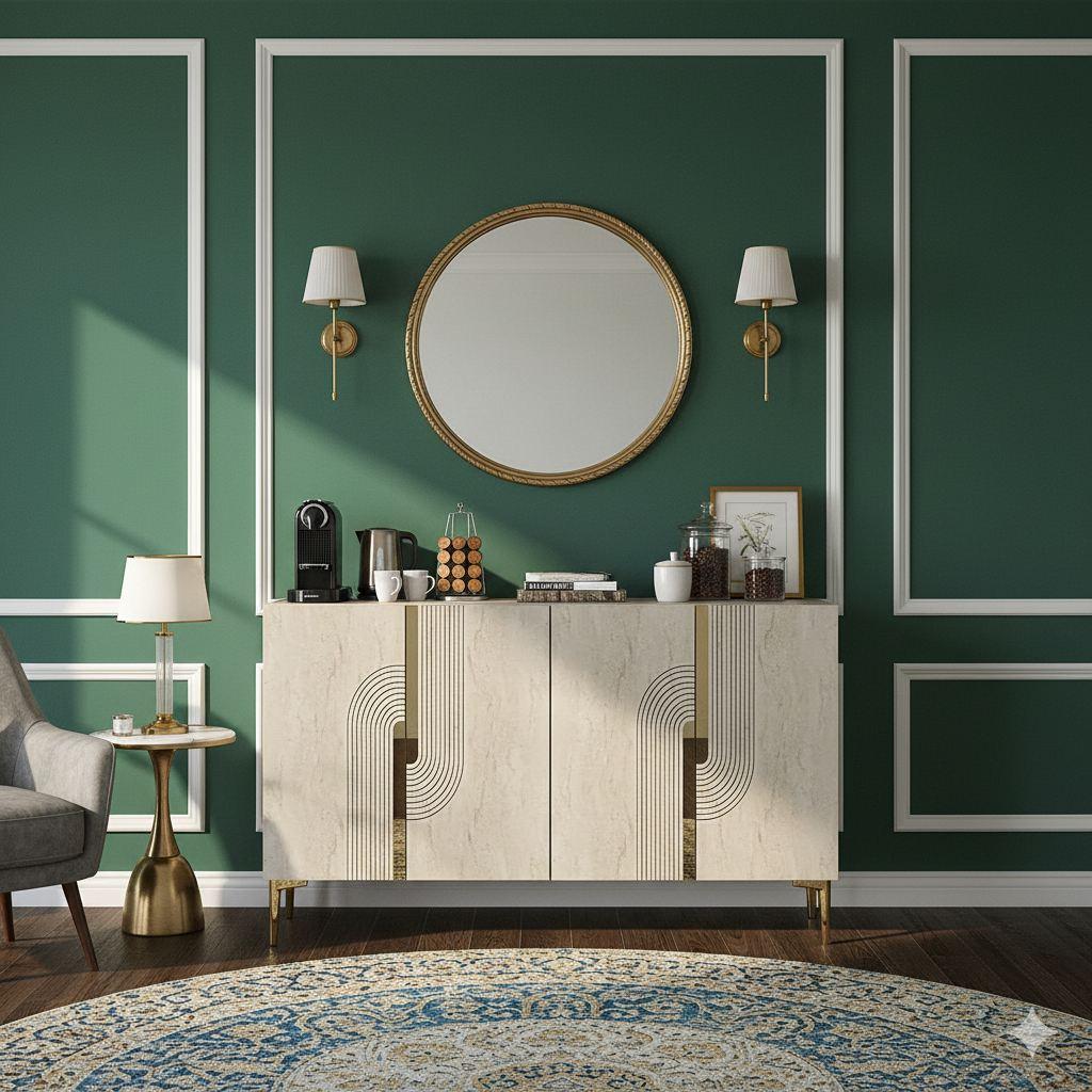 Комода Hanah Home Meyra 120, антрацит-златна