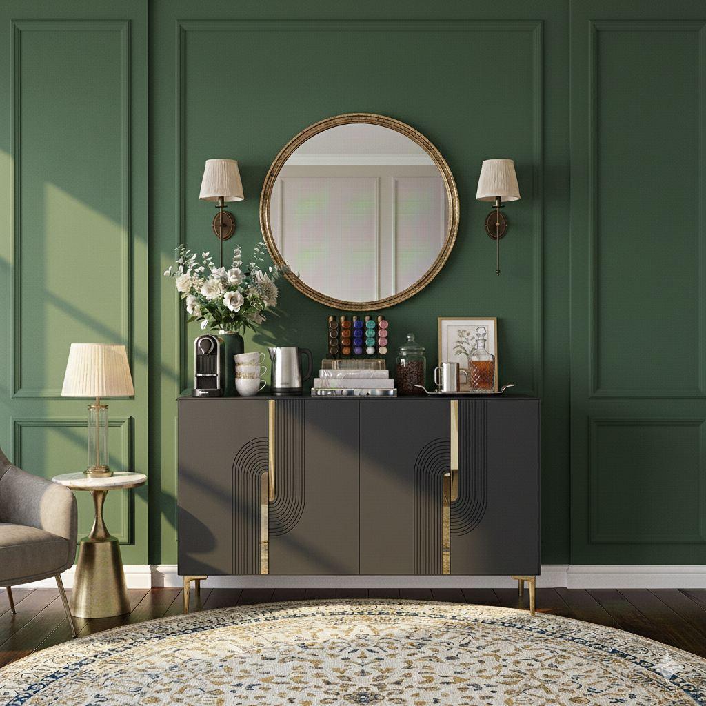 Комода Hanah Home Meyra 120, антрацит-златна