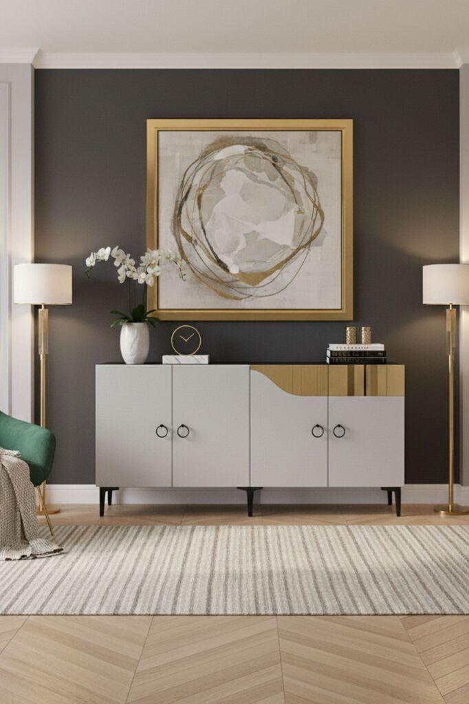 Комода Hanah Home Gamma 150, сиво-златна