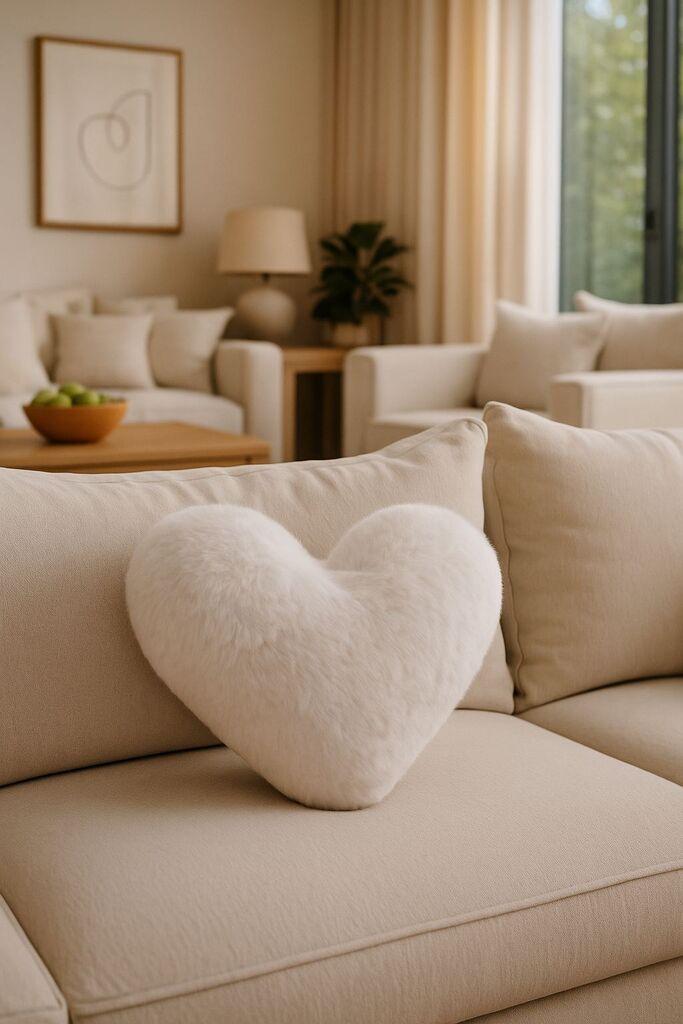 Аберто Дизајн Декоративна перница Срце, 38x33x9 см, Бела