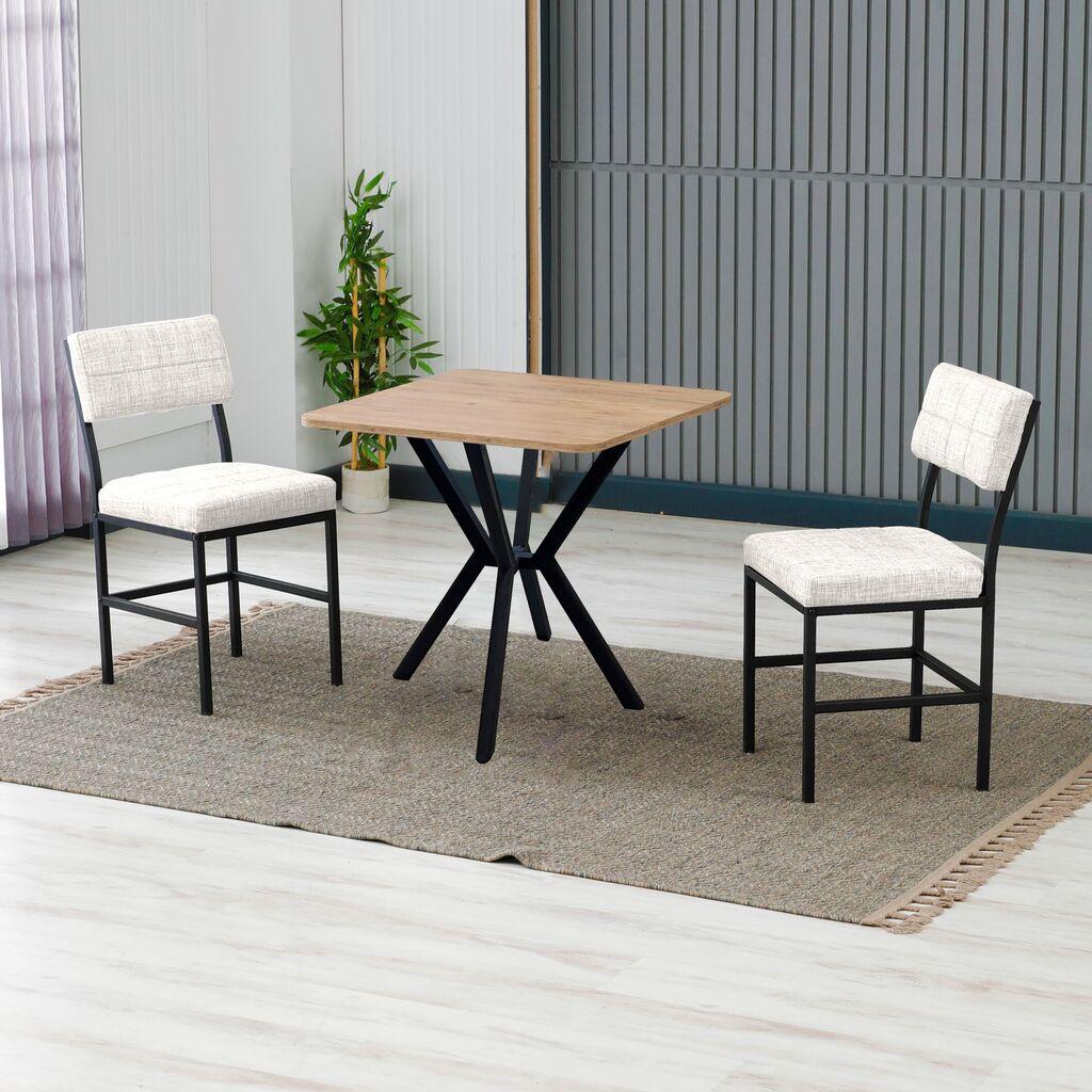 Трпезариска маса и столчиња „Хана Хоум" во Дубаи, кремаст даб