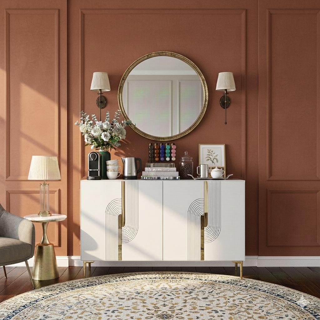 Комода Hanah Home Meyra 120, бело-златна