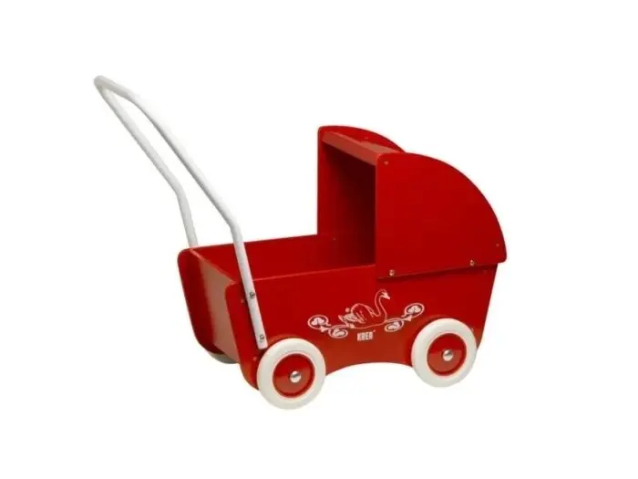 Kinderlino Дрвена количка за кукли – црвена
