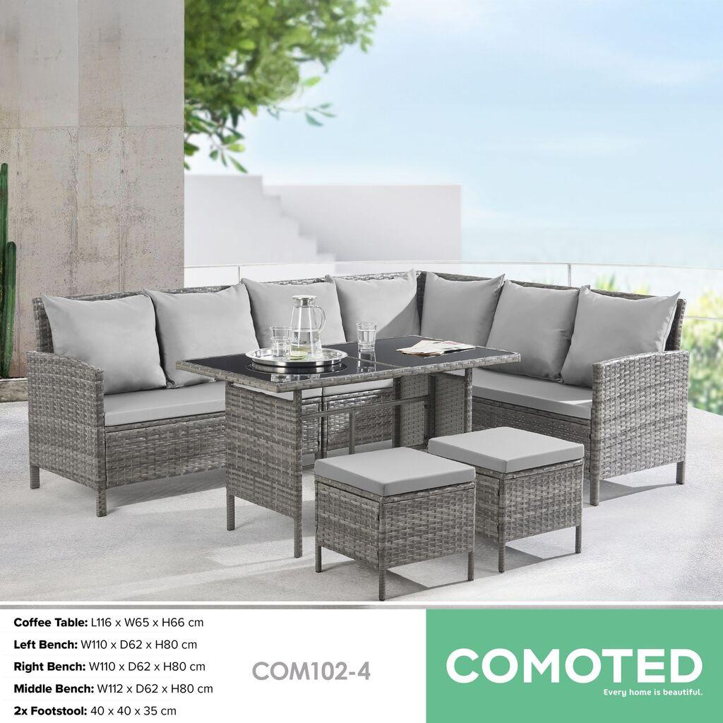 COMOTED Сет гарнитура GE + 2 табуретка MADISON со стакло