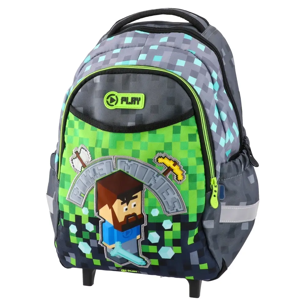 Play Предучилишен ранец Pixel Mines Rolly, сив