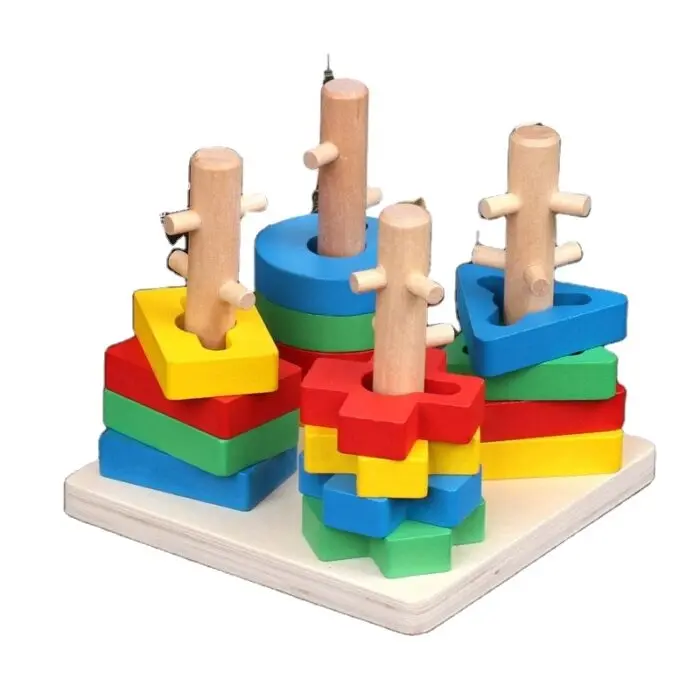 Kinderlino Дрвена едукативна играчка за редење облици и бои