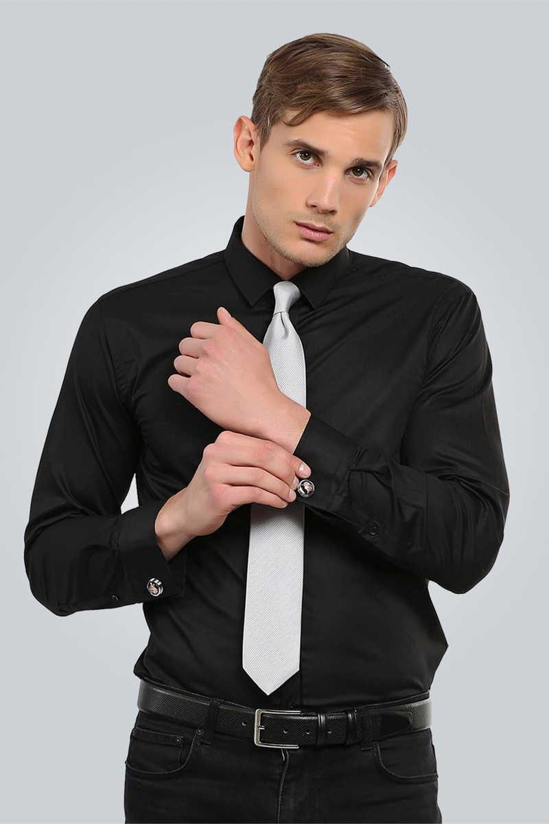 TUDORS Слим фит кошула црна