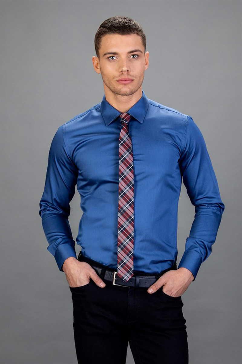 TUDORS Модерна - тенка кошула сакс сина