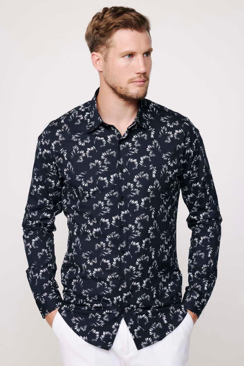 TUDORS Slim Fit кошула Морнарско сина