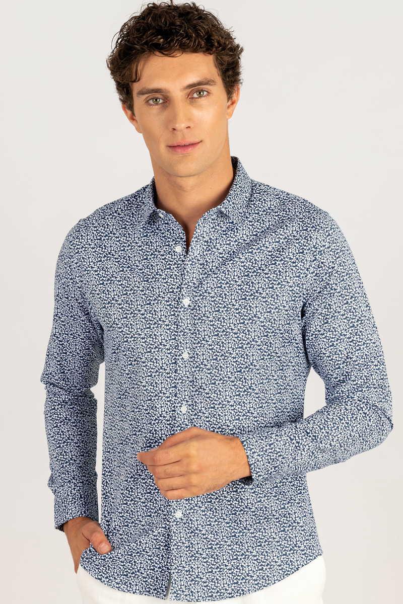 TUDORS Супер тенок фит кошула морнарско сина