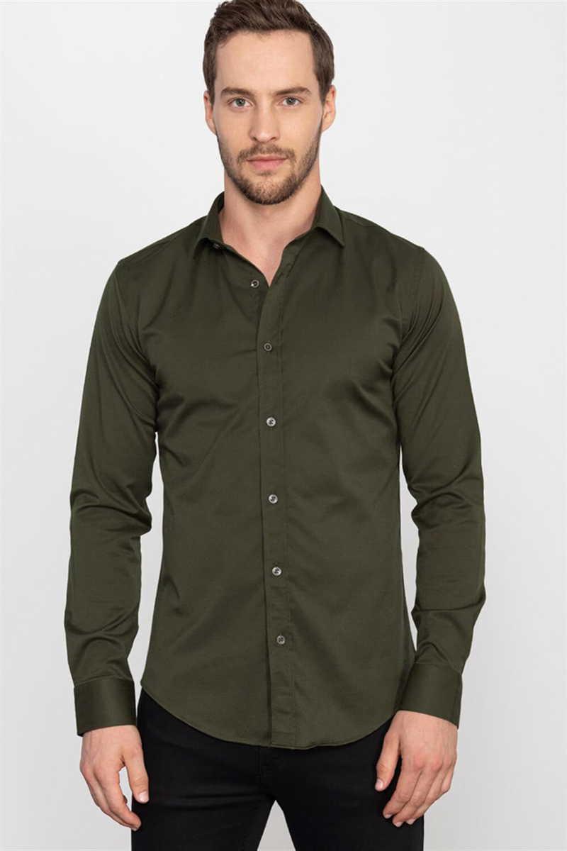 Кафеава кошула TUDORS Slim Fit