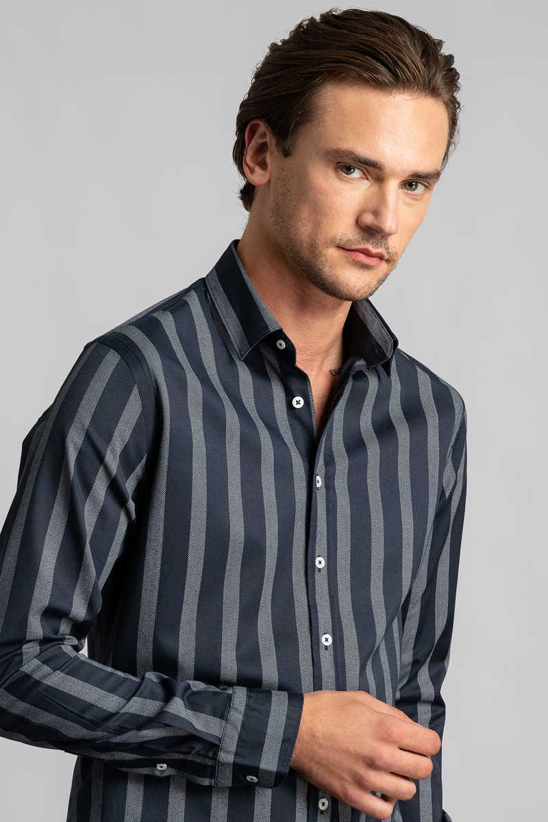 TUDORS Супер тенок фит кошула морнарско сина