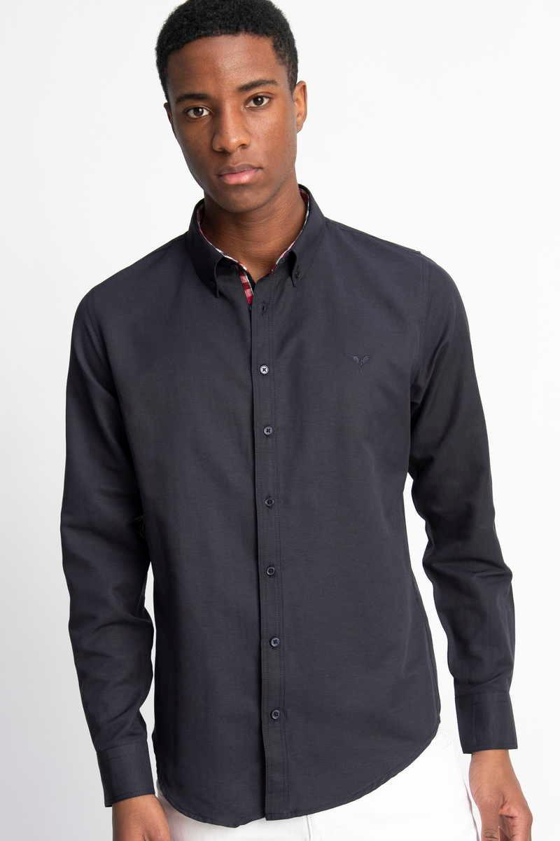 TUDORS Slim Fit кошула Морнарско сина