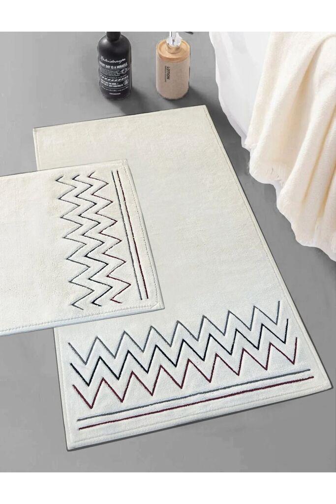 Комплет килим за бања L'essentiel Maison Zigzag, 2 дела, Црвен