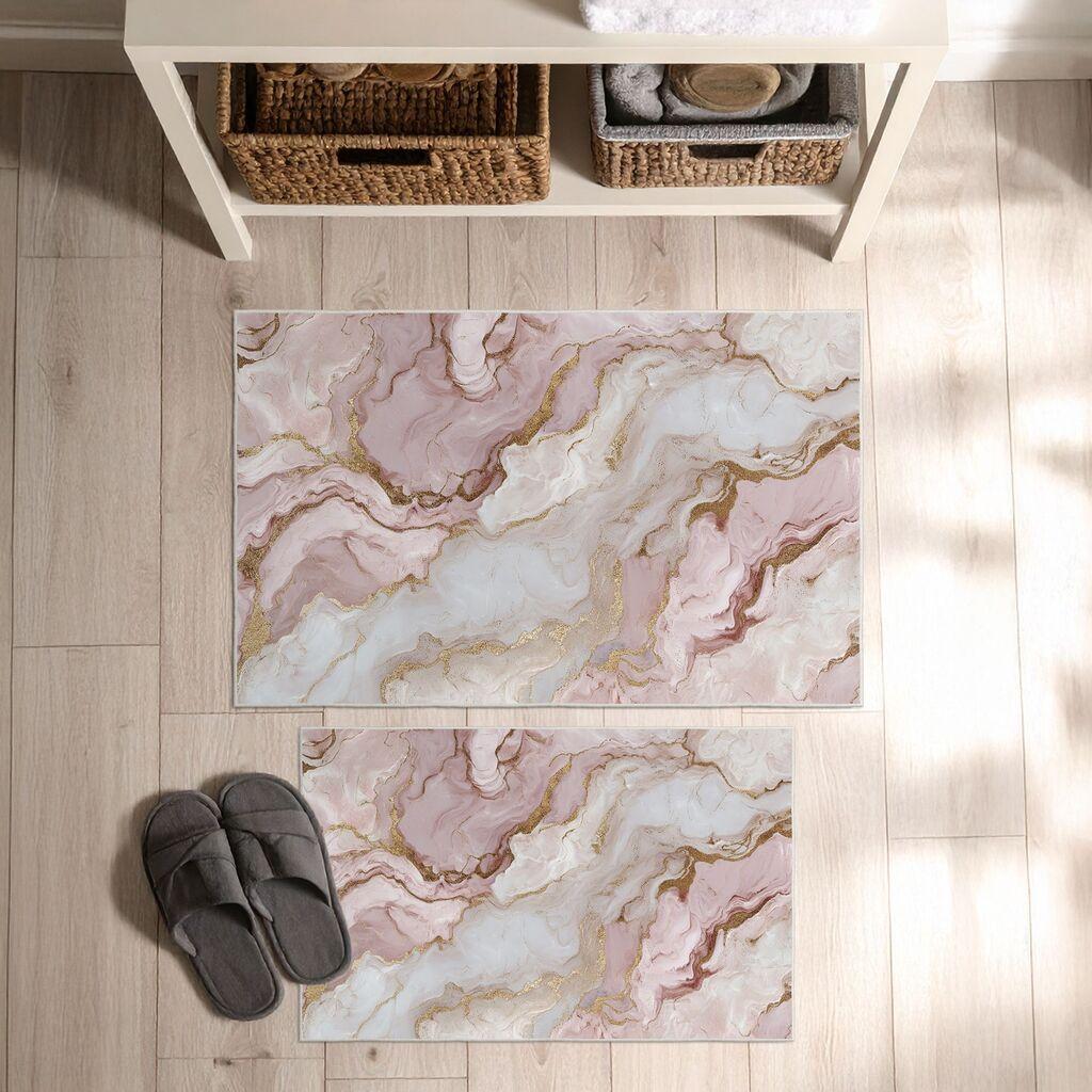 L'essentiel Maison Комплет патосници за бања Asr12, 2 дела, Розево