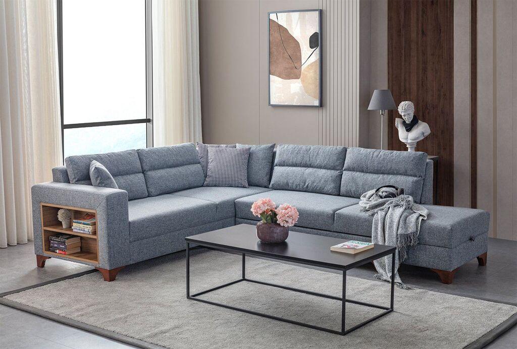 Atelier del Sofa Аголна гарнитура на расклопување Tloft лево, 230 x 285 см, Антрацит
