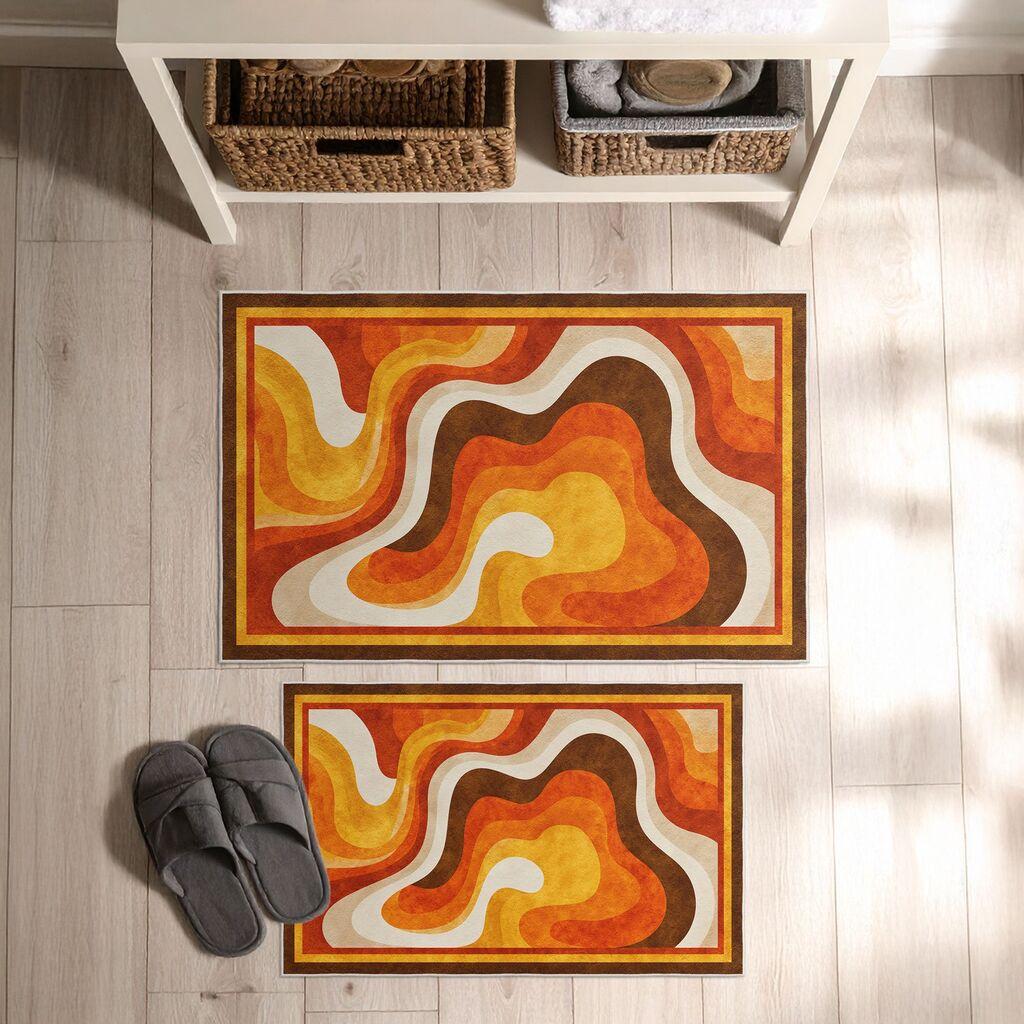 L'essentiel Maison Комплет килими за бања Asr07, 2 дела, портокалова