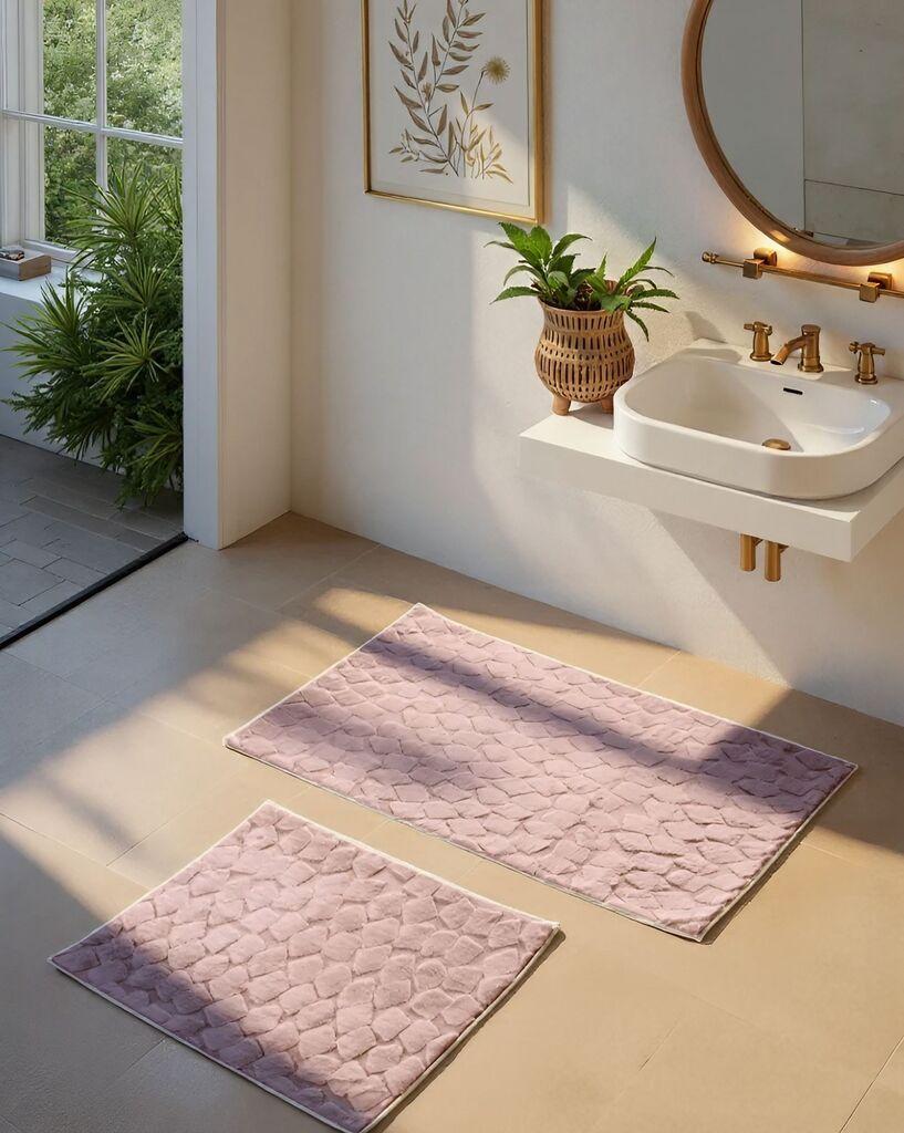 L'essentiel Maison Комплет патосници за бања Rabbit, 2 дела, Розево