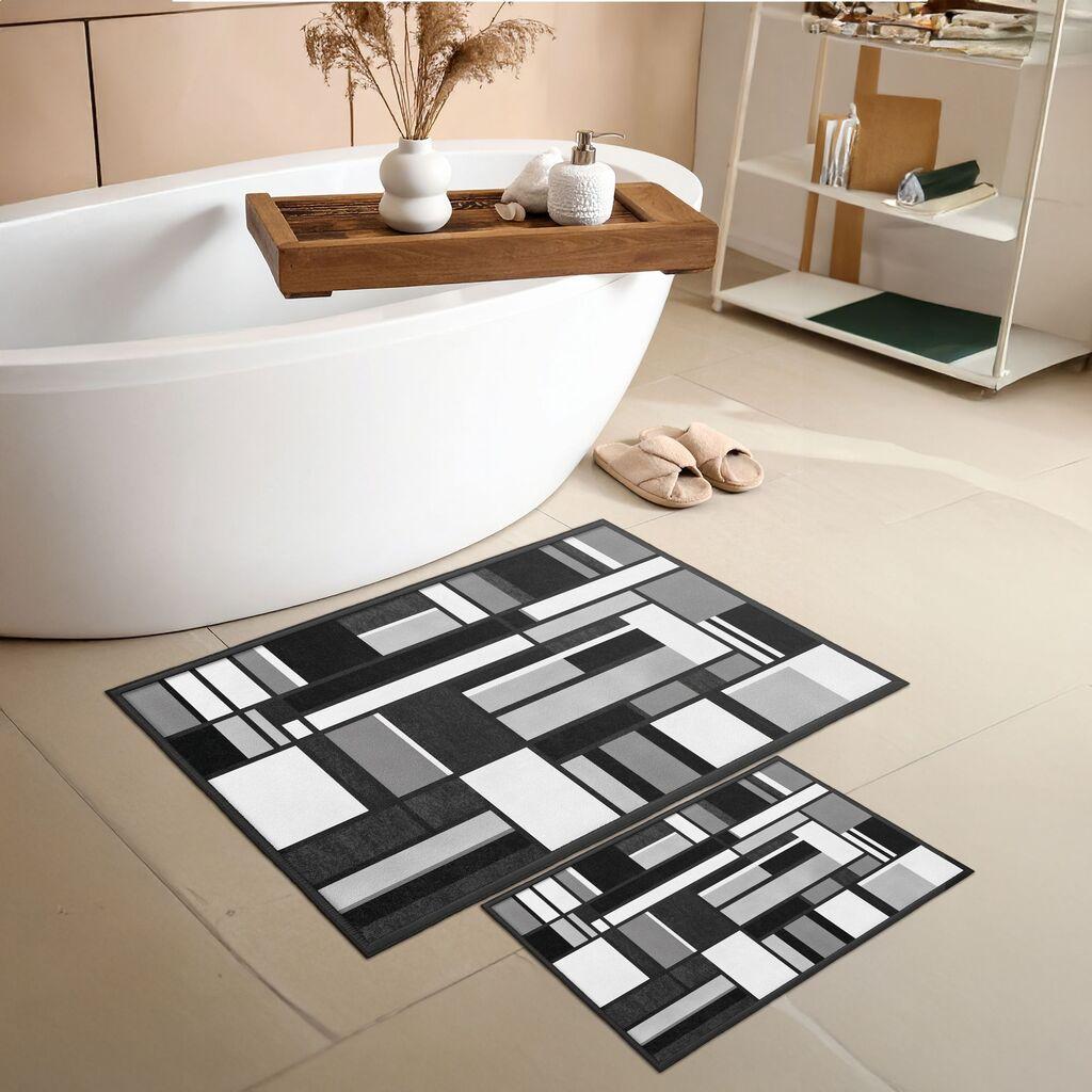 Комплет теписи за бања L'essentiel Maison Asr28, 2 дела, црни