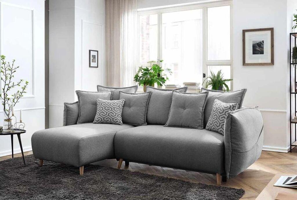 Аголна гарнитура на расклопување Atelier del Sofa, Puffy, 255 x 165 см, сива