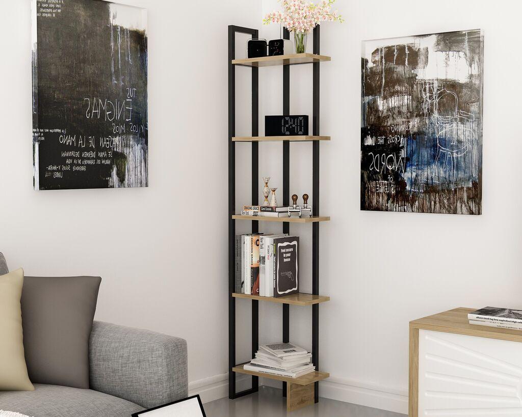Полица за книги Hanah Home Alice Black Ud 45x180x22 см, црна