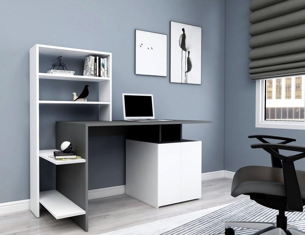 Биро Hanah Home во бела боја на антрацит 146,3x73,8x60​см, бела