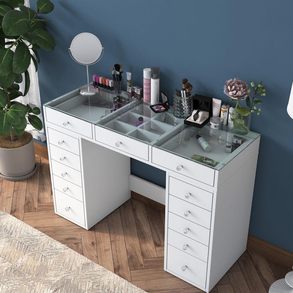 Маса за шминкање Hanah Home 120x79.8x44.5 см бела