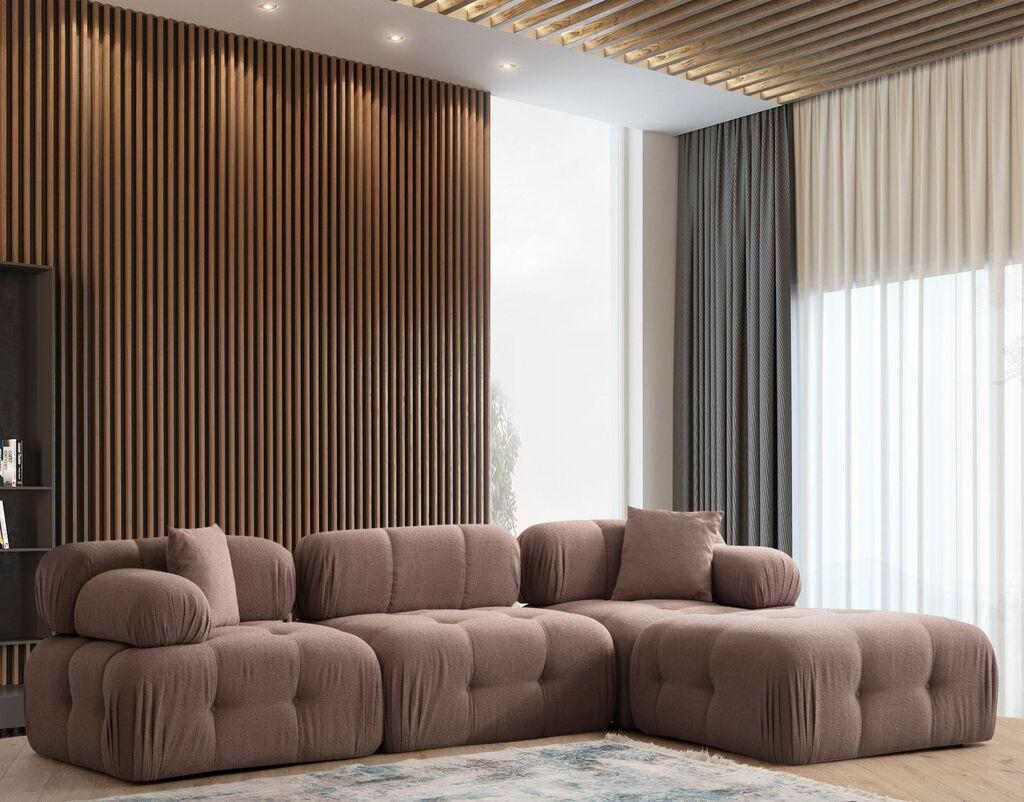 Atelier del Sofa L1 O1 1R Pouffe Doblo Аголна гарнитура, 3 седишта, капучино