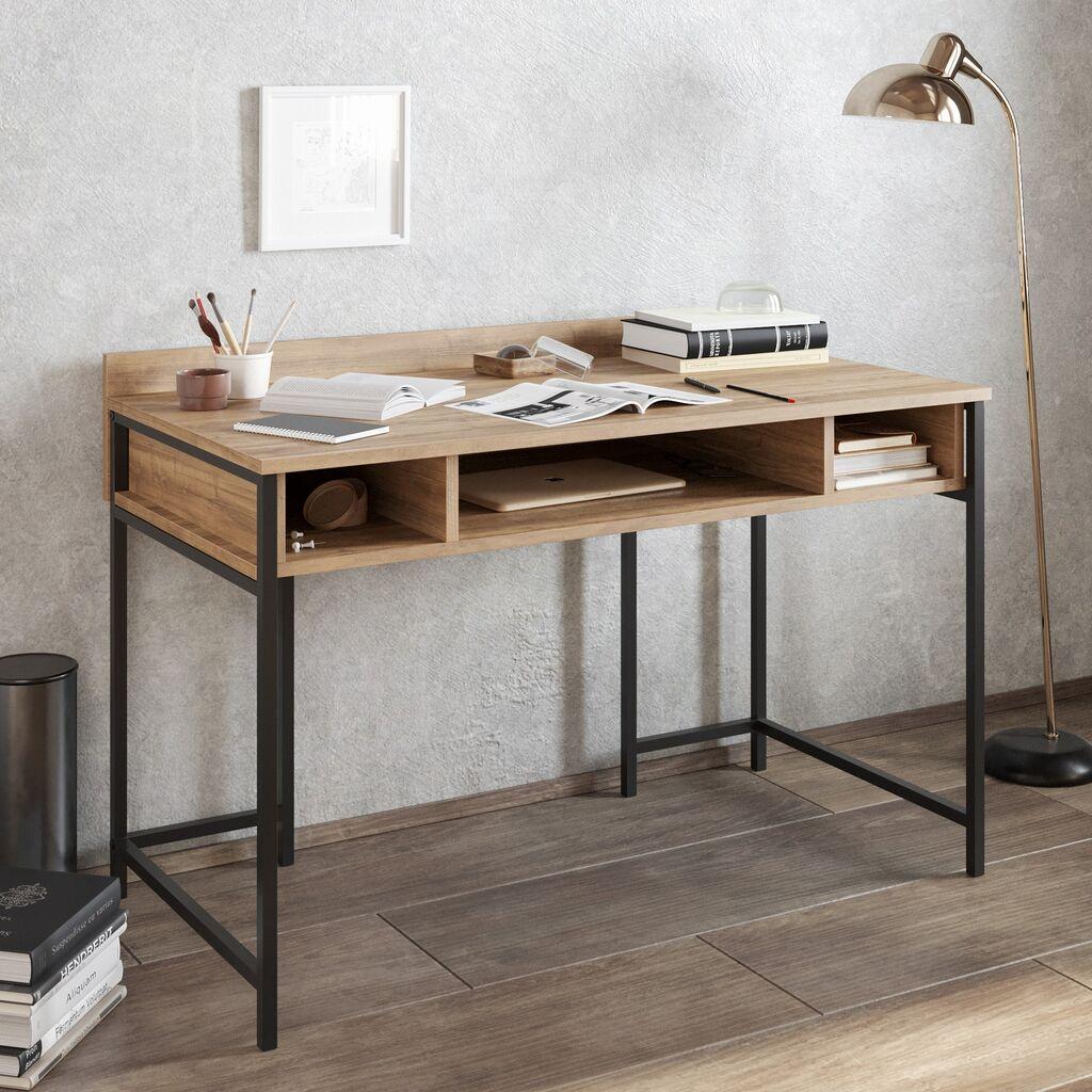 Црна работна маса Hanah Home Tumata 119,5x65,2x62 см, беж