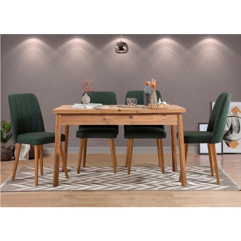 Трпезариска маса и столчиња Hanah Home Santiago, кафеаво-зелена