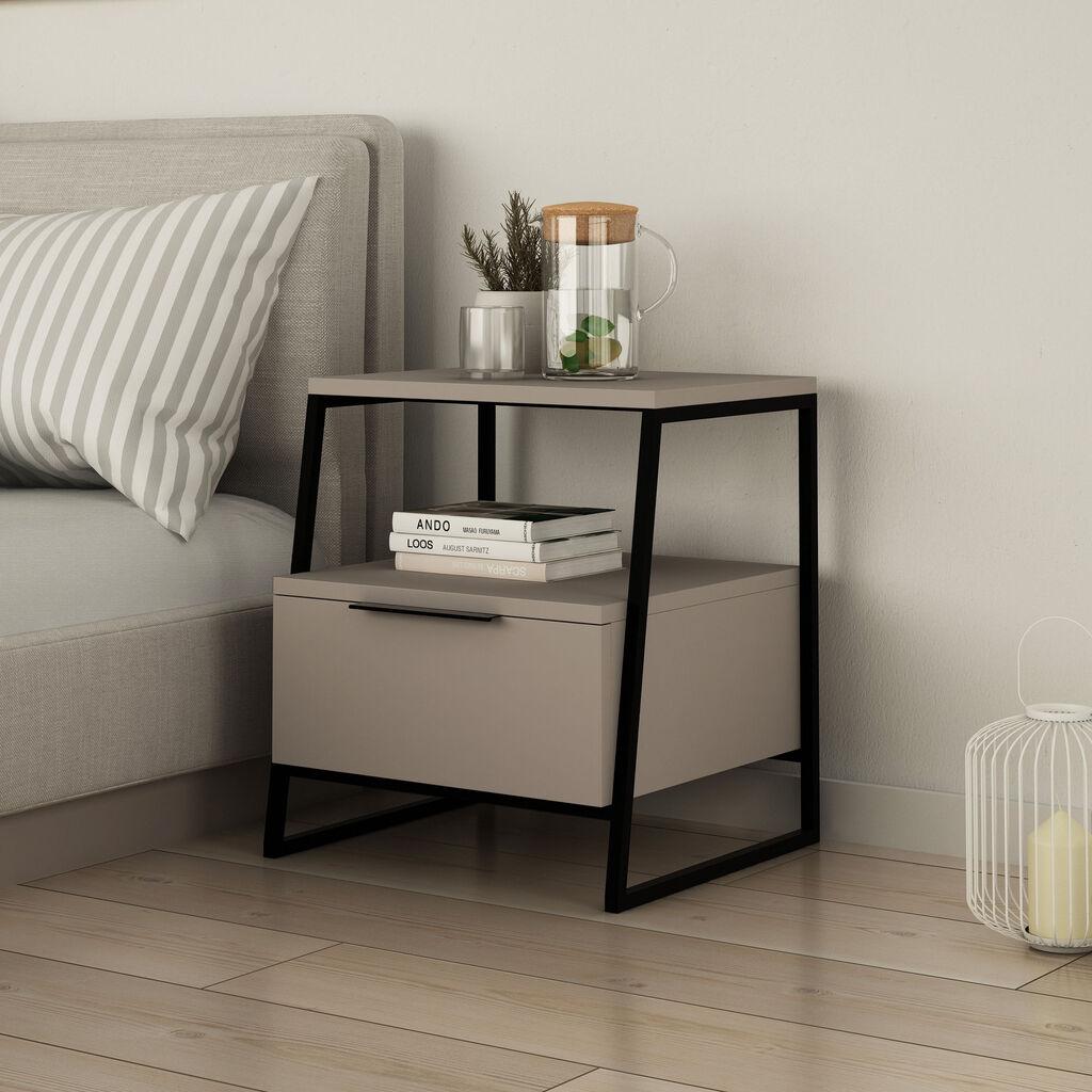 Комода Hanah Home Pal Light Mocha v2, сиво-црна
