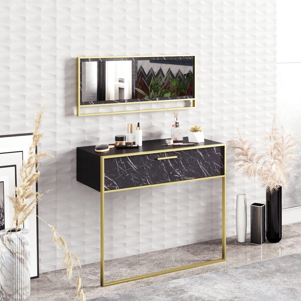 Полица Hanah Home 90x76.8x38.5 см Златно-црна