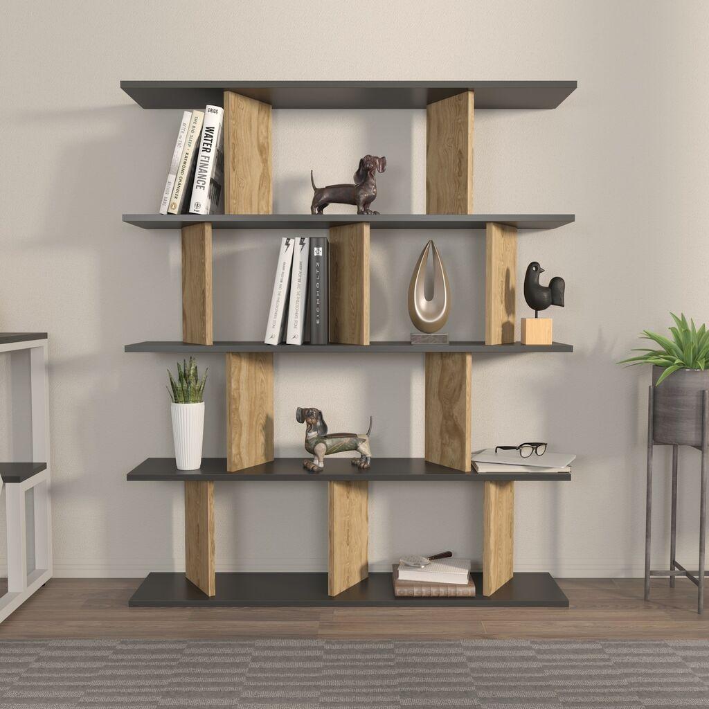 Полица Hanah Home 120x141x24.6 см црна-даб