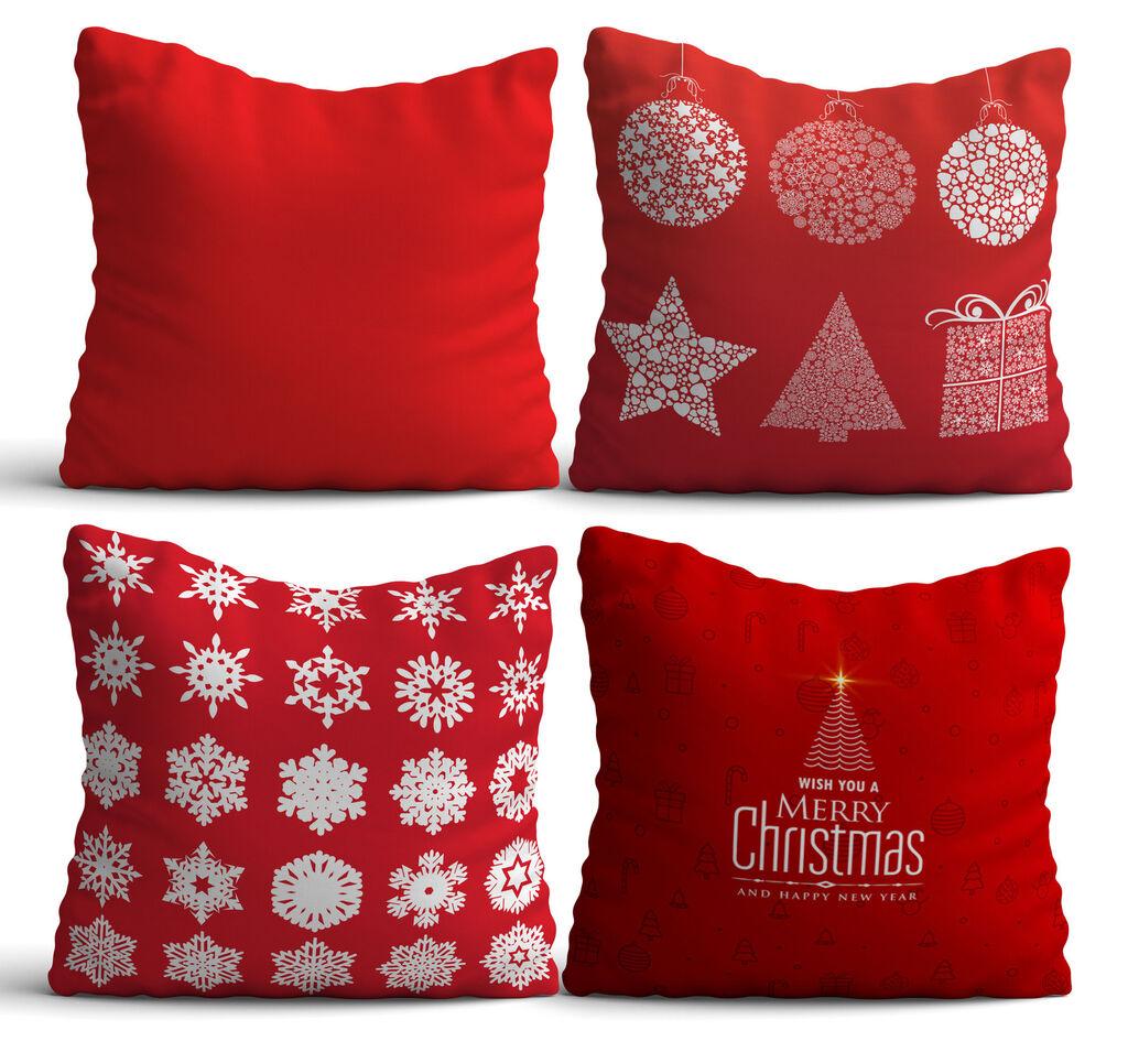 Aberto Design NYXMAS07 Комплет од 4 декоративни перници, 43 x 43 см, црвена