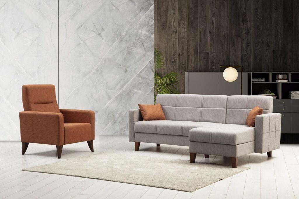 Atelier del Sofa Сет аголна гарнитура и фотелја, сиво кафеавi