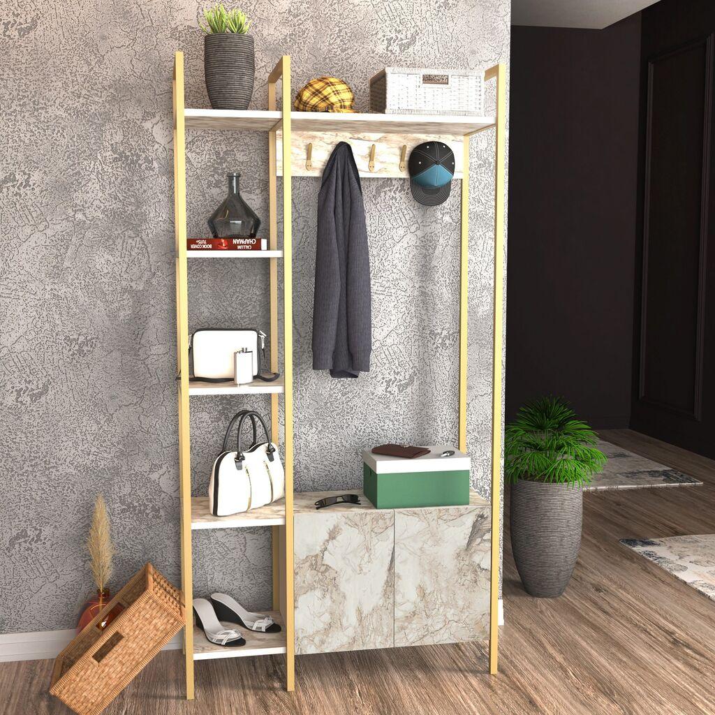 Полица за чевли Hanah Home 90x175x35 см бело-златна