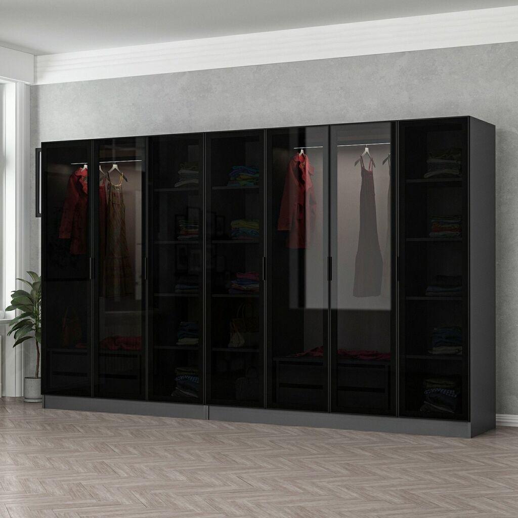 Гардеробер Hanah Home Кејл 315x190x52 см црна