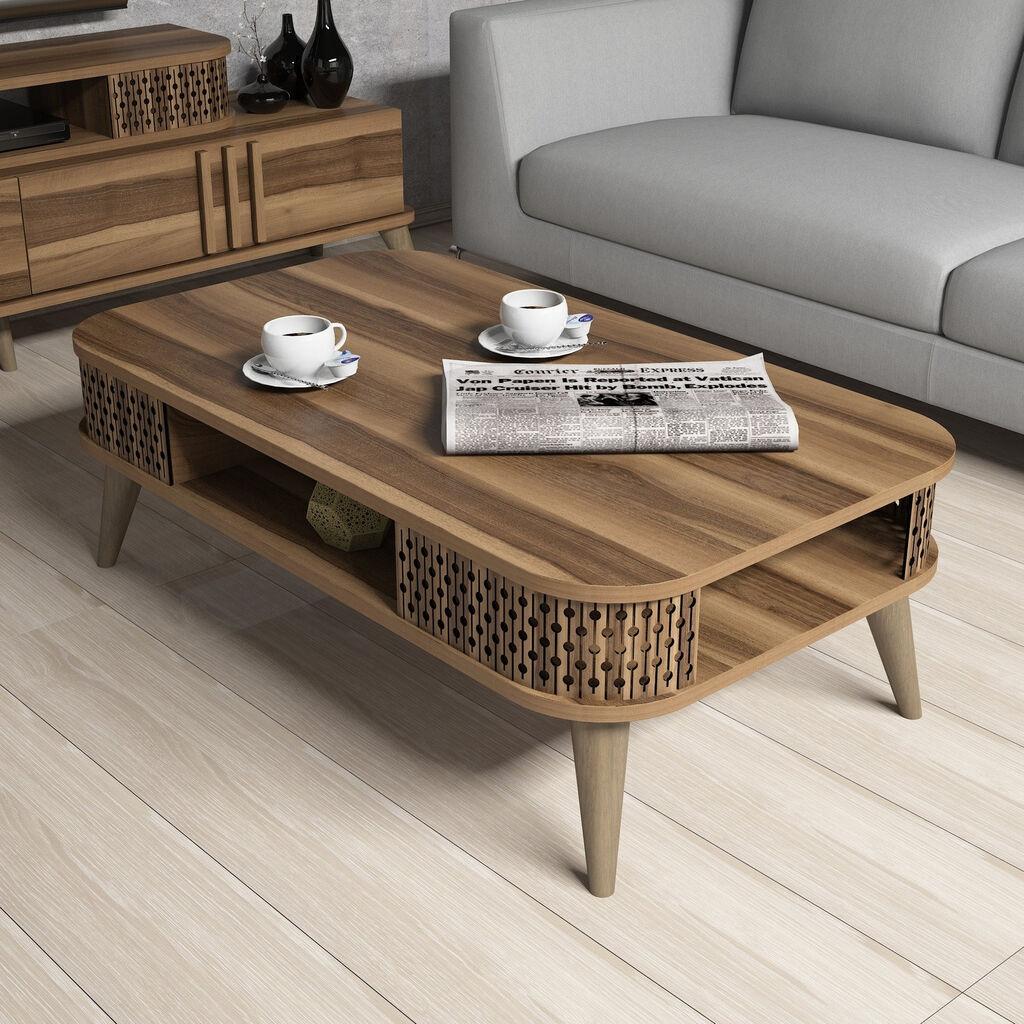 Клуб маса Hanah Home Eylul, 105x34.6x60 см, дабово-кафеава