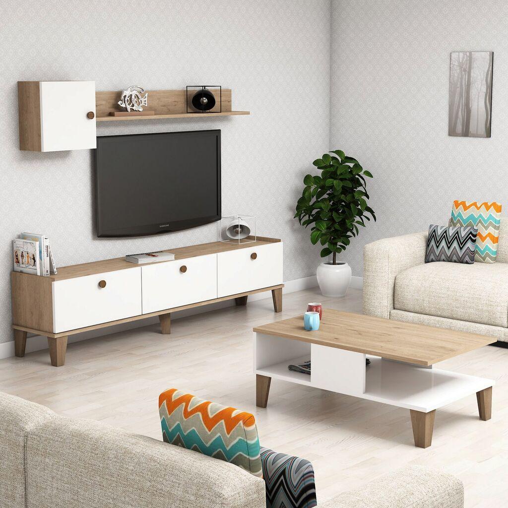 Hanah Home Set ТВ комода и клуб маса даб-бела