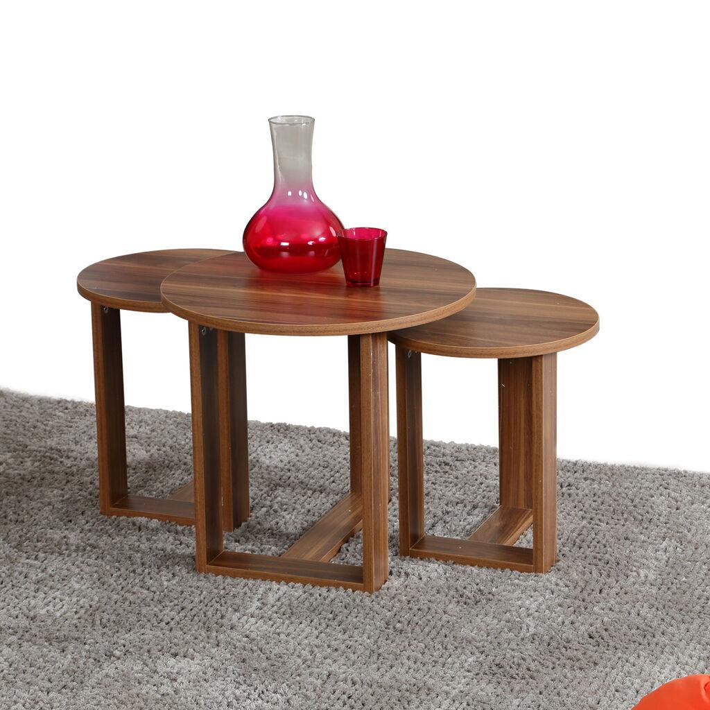 Hanah Home Комплет клуб маси, 3 парчиња Mira Walnut